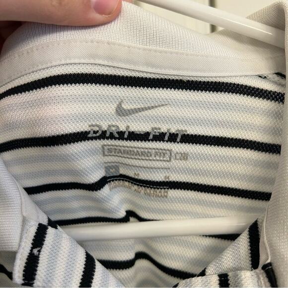 Nike Dri-Fit Polo Men’s M White, Grey, Black Striped Polo - Picture 3 of 5